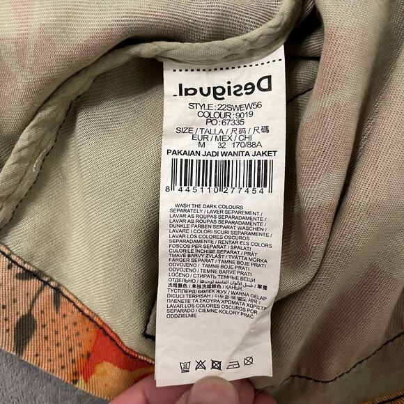 Desigual Jacket Tropical Print Patchwork Button Up Multicolor Shacket Medium - Picture 5 of 11